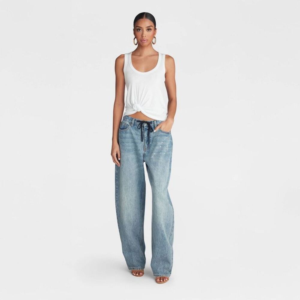 KBB by Kahlana -  Women's Mid-Rise Barrel Leg 'The Ly Blue Denim - Picture 3 of 3